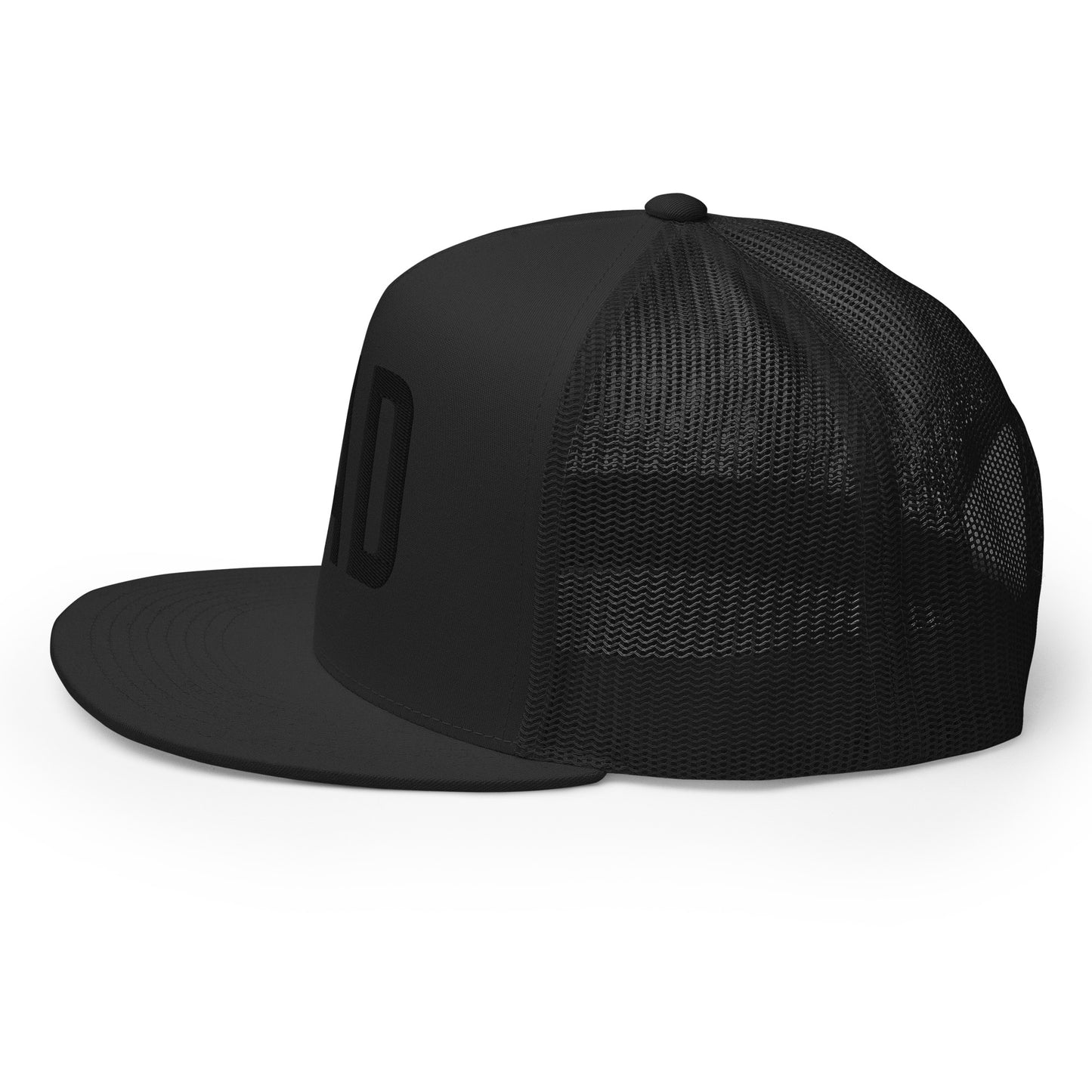 PAD Flat bill Trucker Cap (Black embroidery)