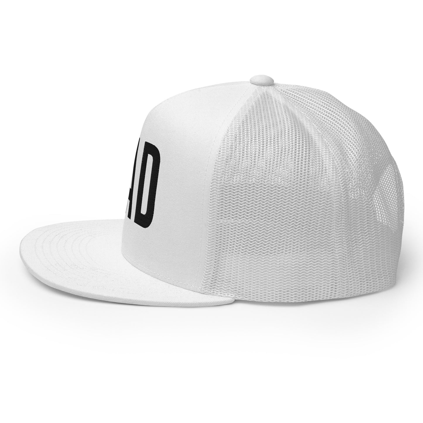 PAD Flat bill Trucker Cap (Black embroidery)