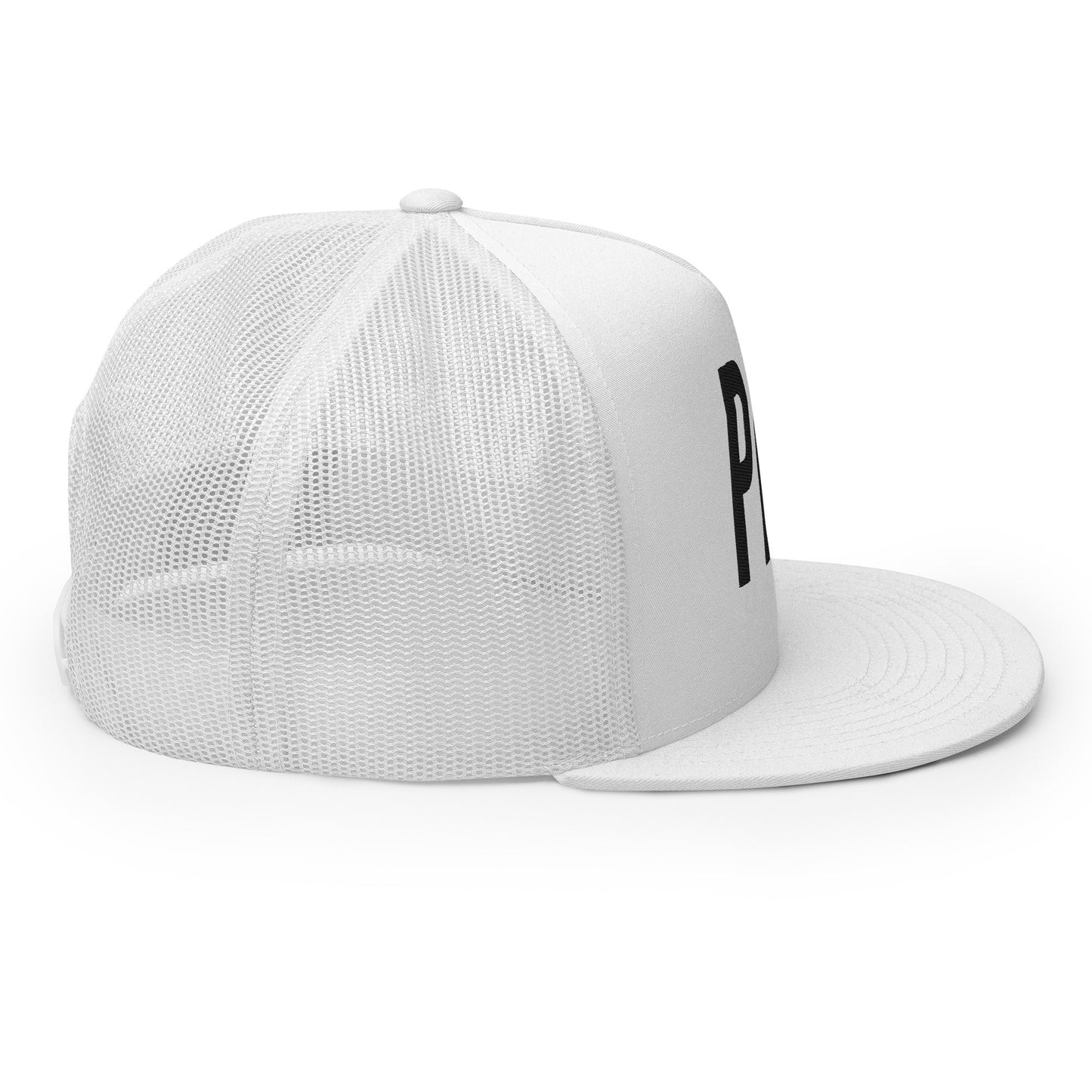 PAD Flat bill Trucker Cap (Black embroidery)